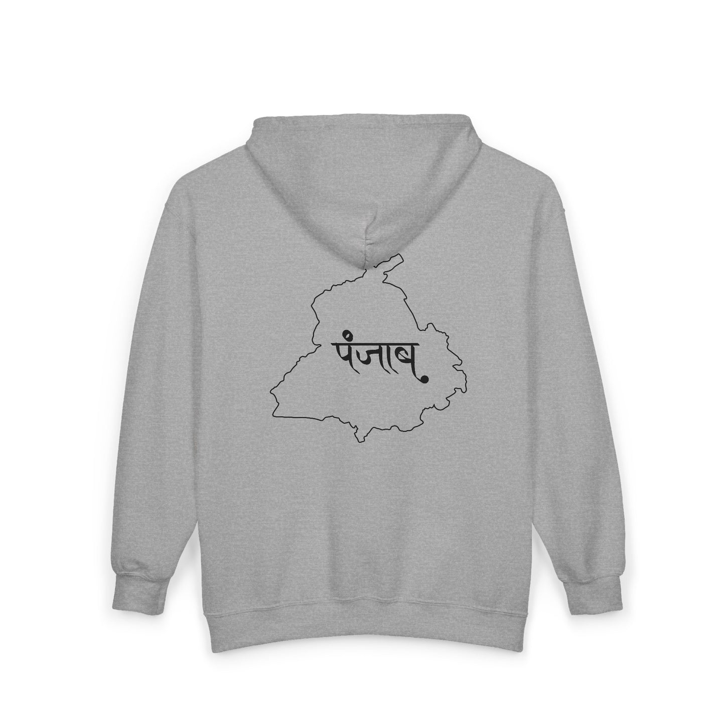 Punjab Map Unisex Zip Hoodie – Punjabi Script Back Design