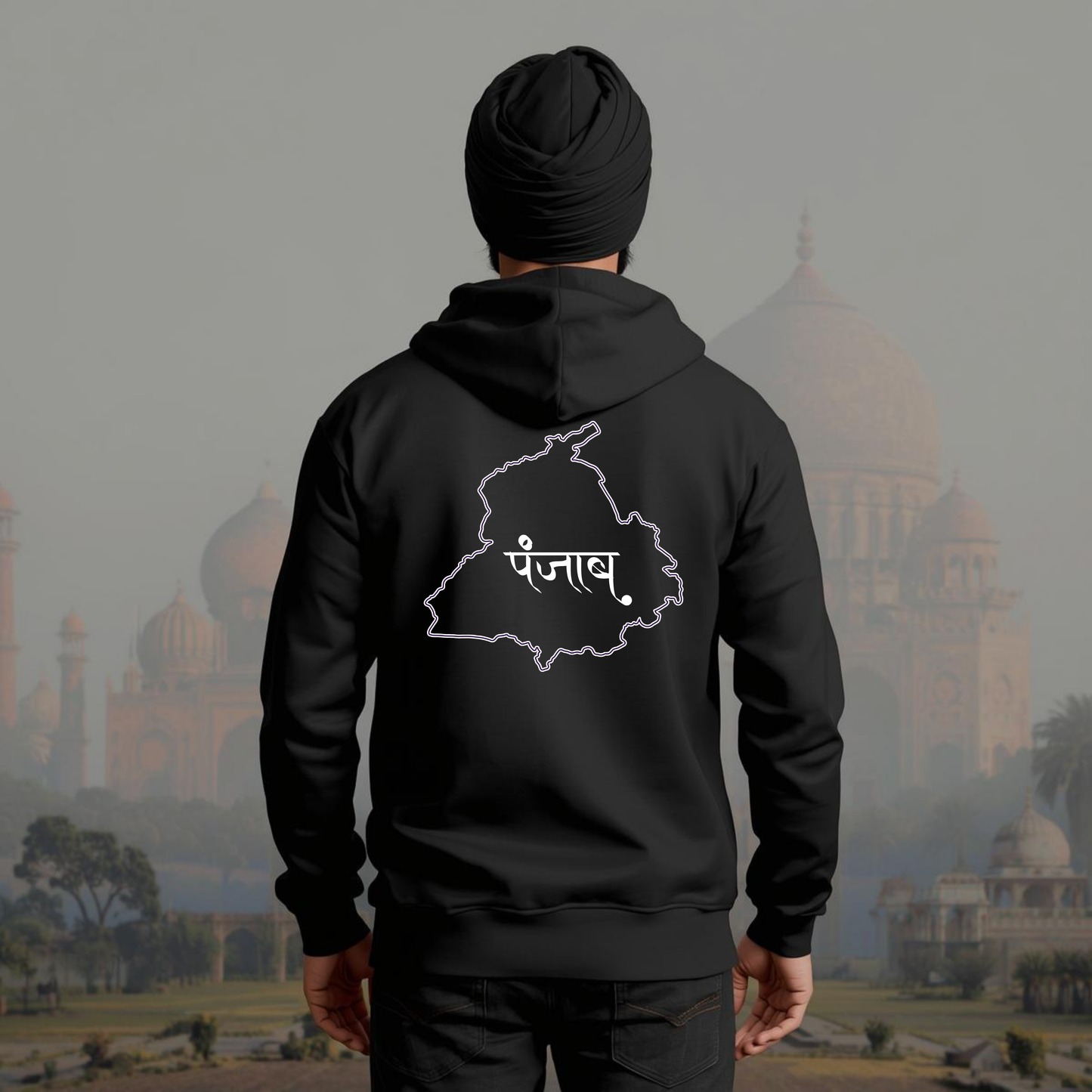 Punjab Map Unisex Zip Hoodie – Punjabi Script Back Design