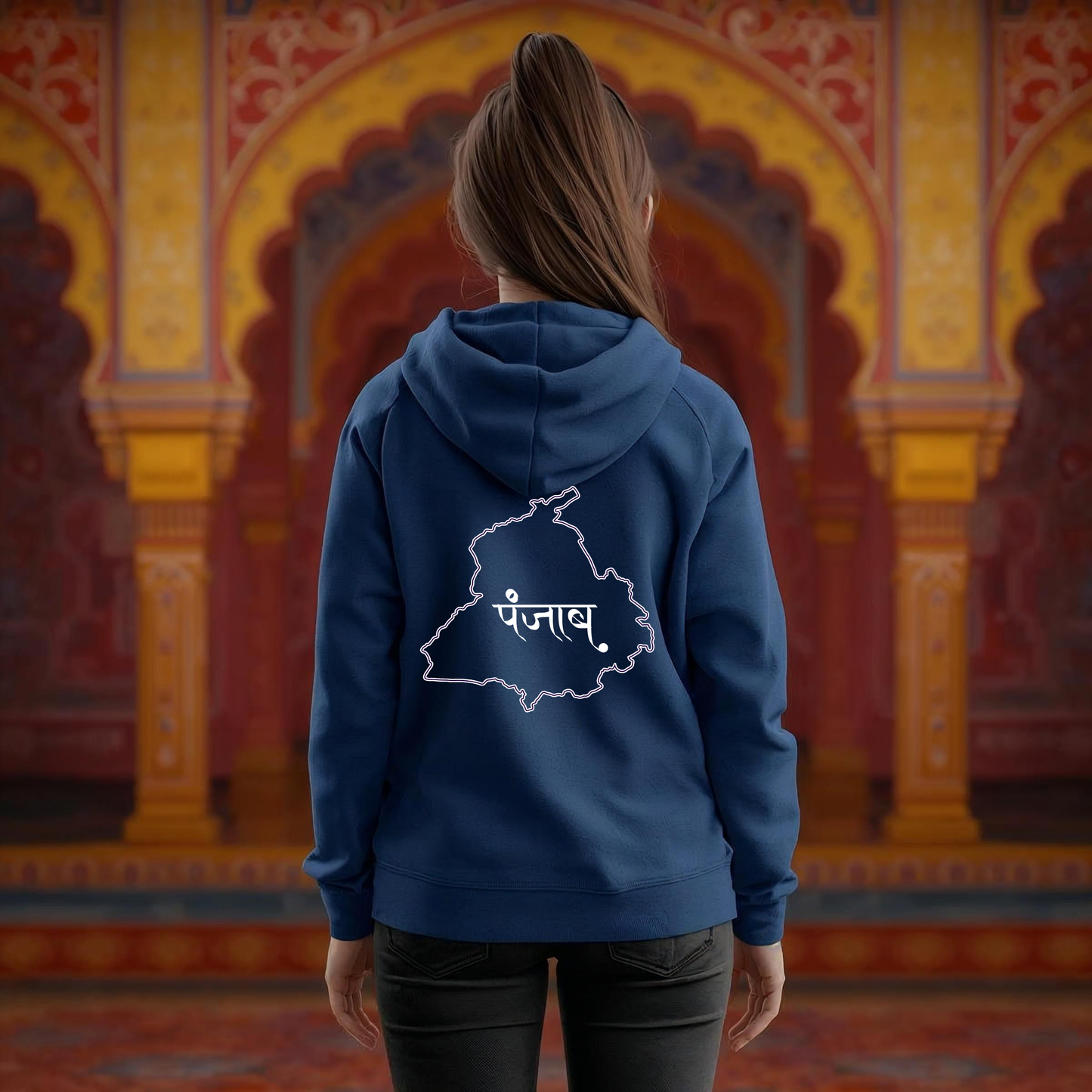 Punjab Map Unisex Zip Hoodie – Punjabi Script Back Design