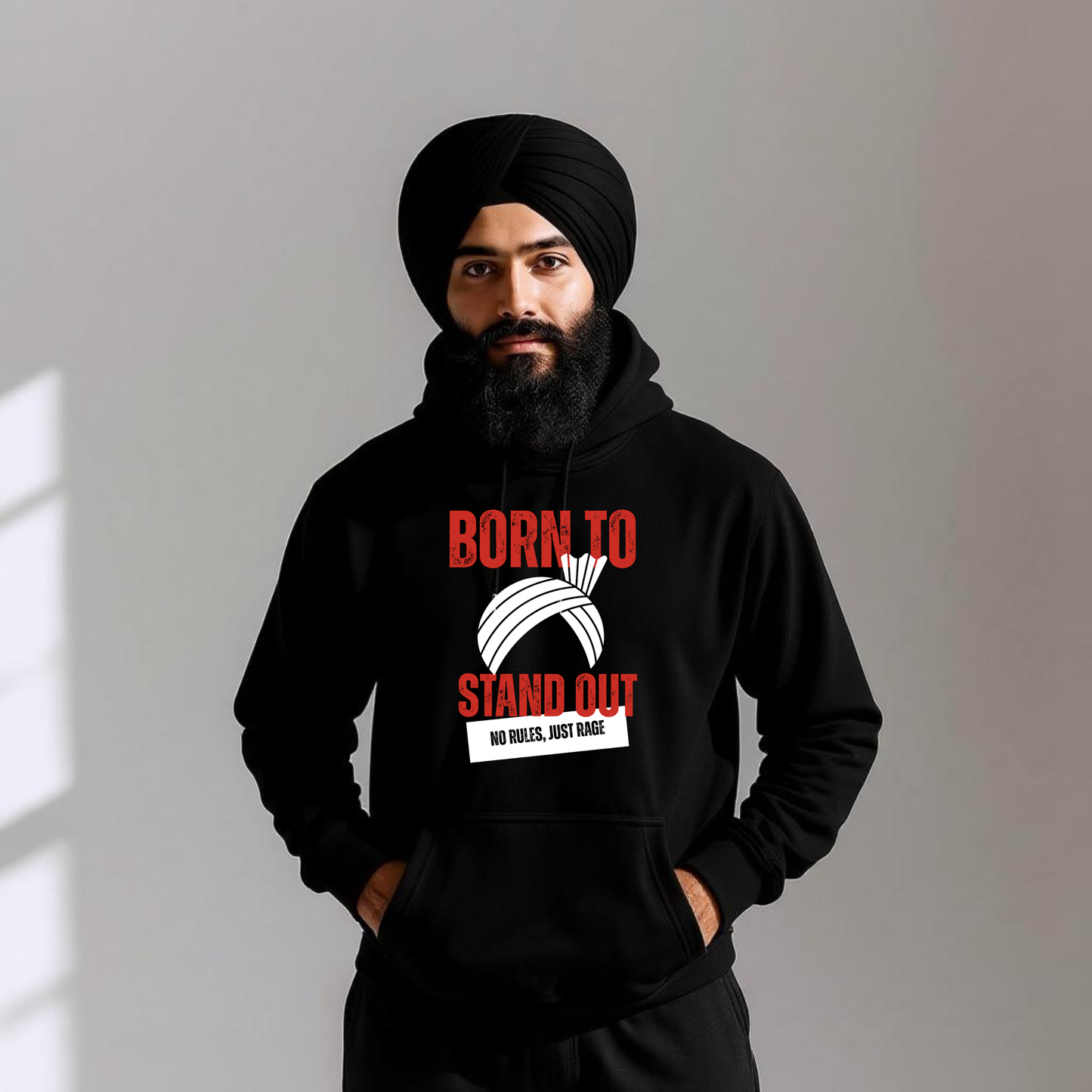 Sikh Turban Hoodie - Born to Stand Out Mens Sweatshirt