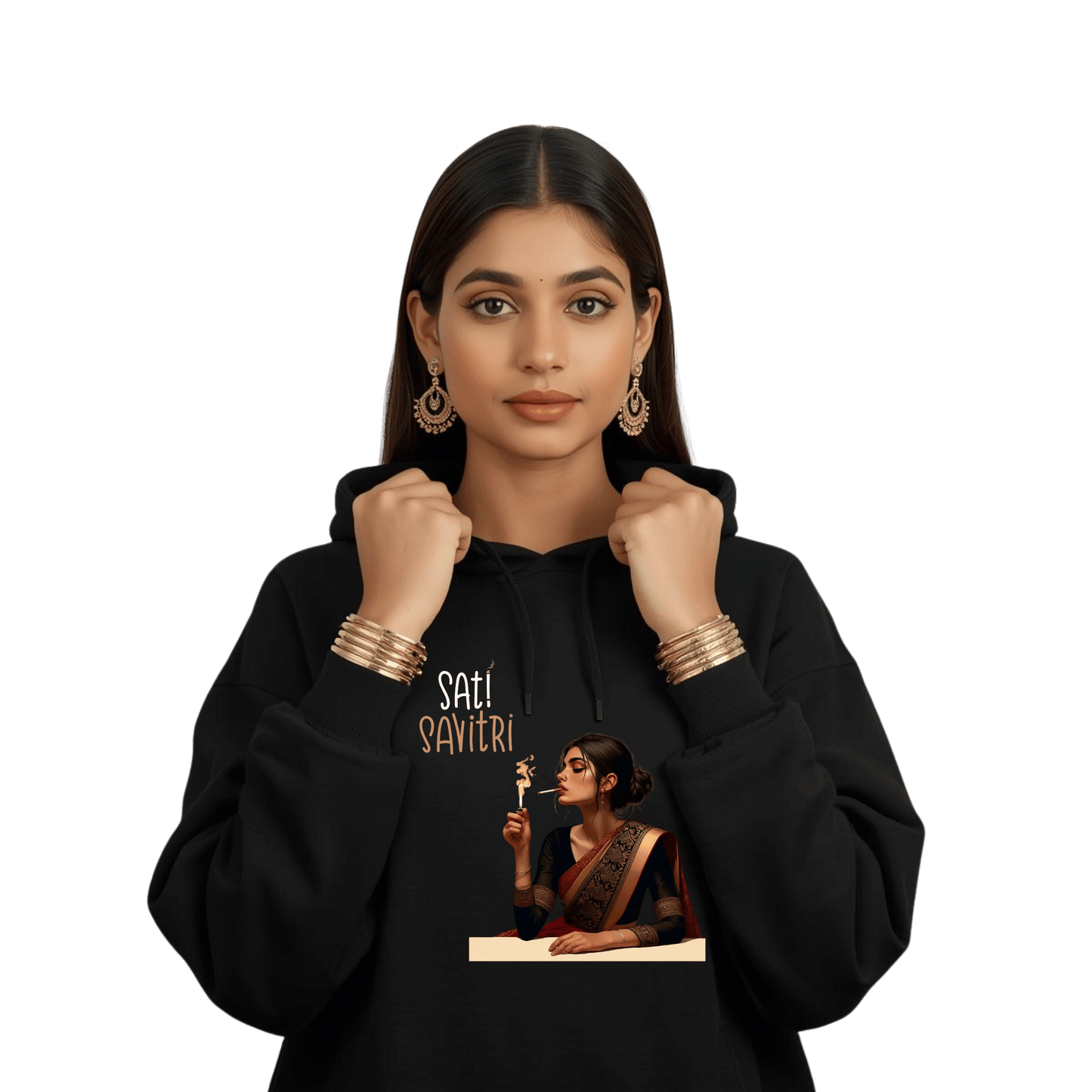 Sati Savitri—Mythic Indian Goddess Illustration Hoodie