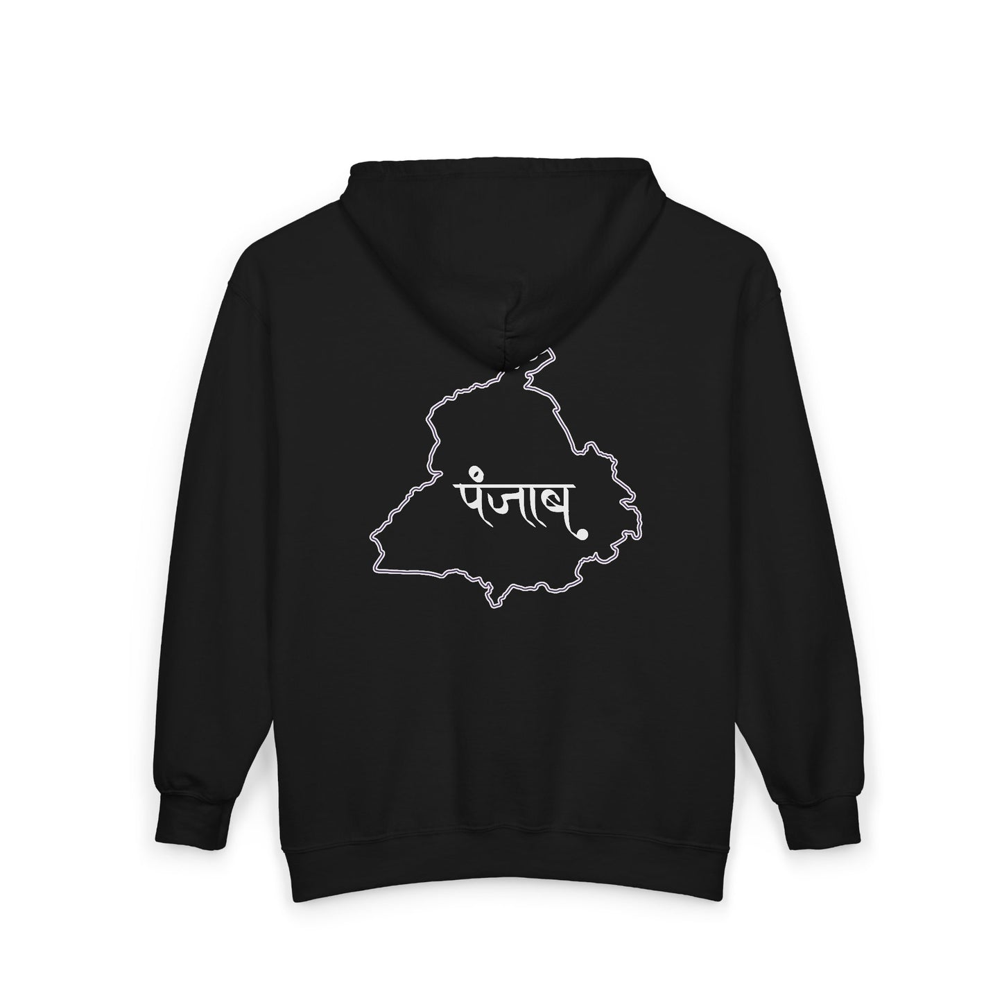 Punjab Map Unisex Zip Hoodie – Punjabi Script Back Design