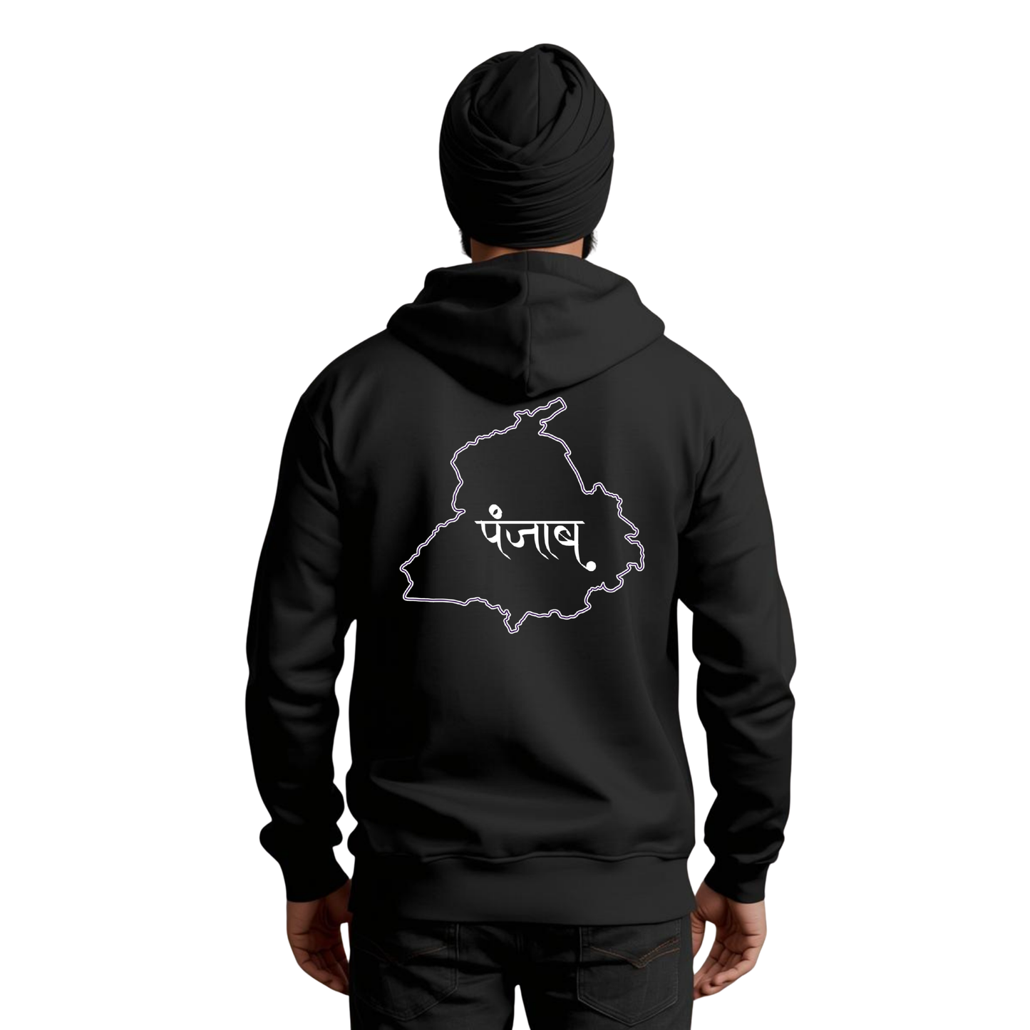 Punjab Map Unisex Zip Hoodie – Punjabi Script Back Design